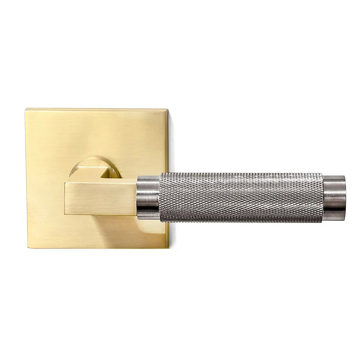 Quadrato Rosette with Half-knurled Brass Door Handles zhongshan sunshine hardware Co., Ltd