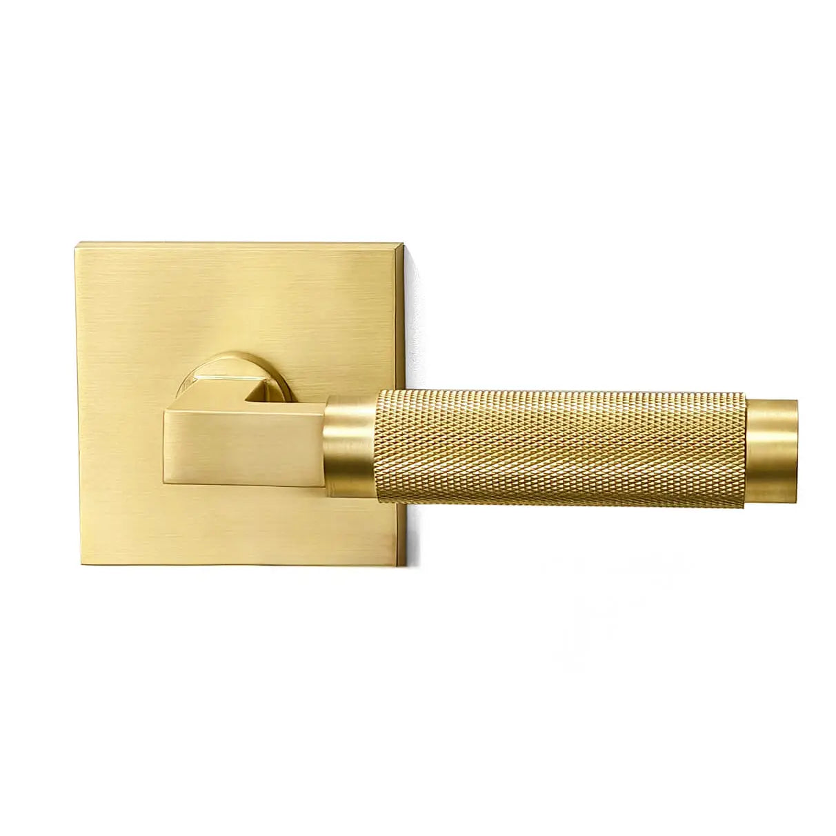 Quadrato Rosette with Half-knurled Brass Door Handles zhongshan sunshine hardware Co., Ltd
