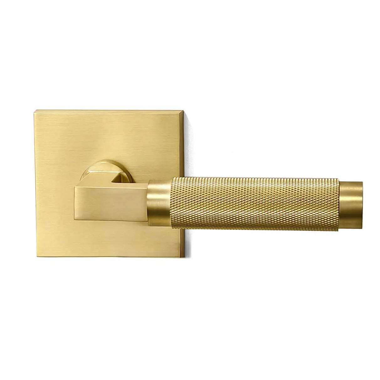 Quadrato Rosette with Half-knurled Brass Door Handles zhongshan sunshine hardware Co., Ltd