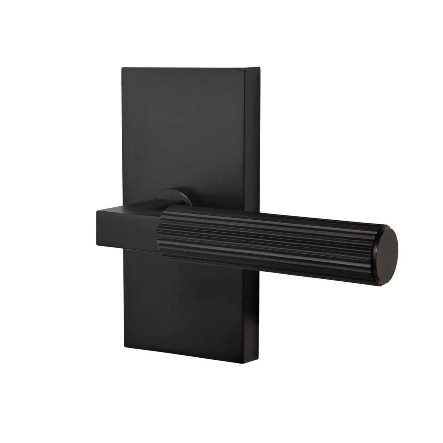 Oblong Rosette with Straight Knurled Design Door Handle in Matte Black zhongshan sunshine hardware Co., Ltd