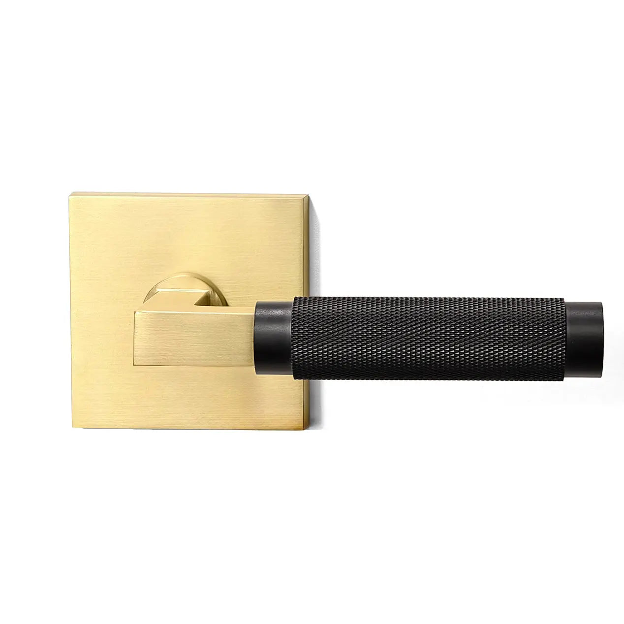 Quadrato Rosette with Half-knurled Brass Door Handles zhongshan sunshine hardware Co., Ltd