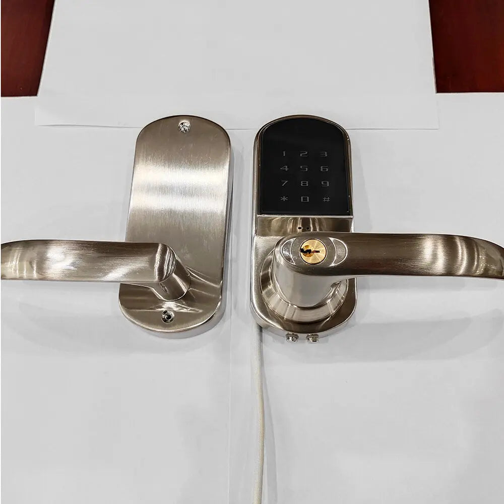 zinc alloy smart door lock satin nickel