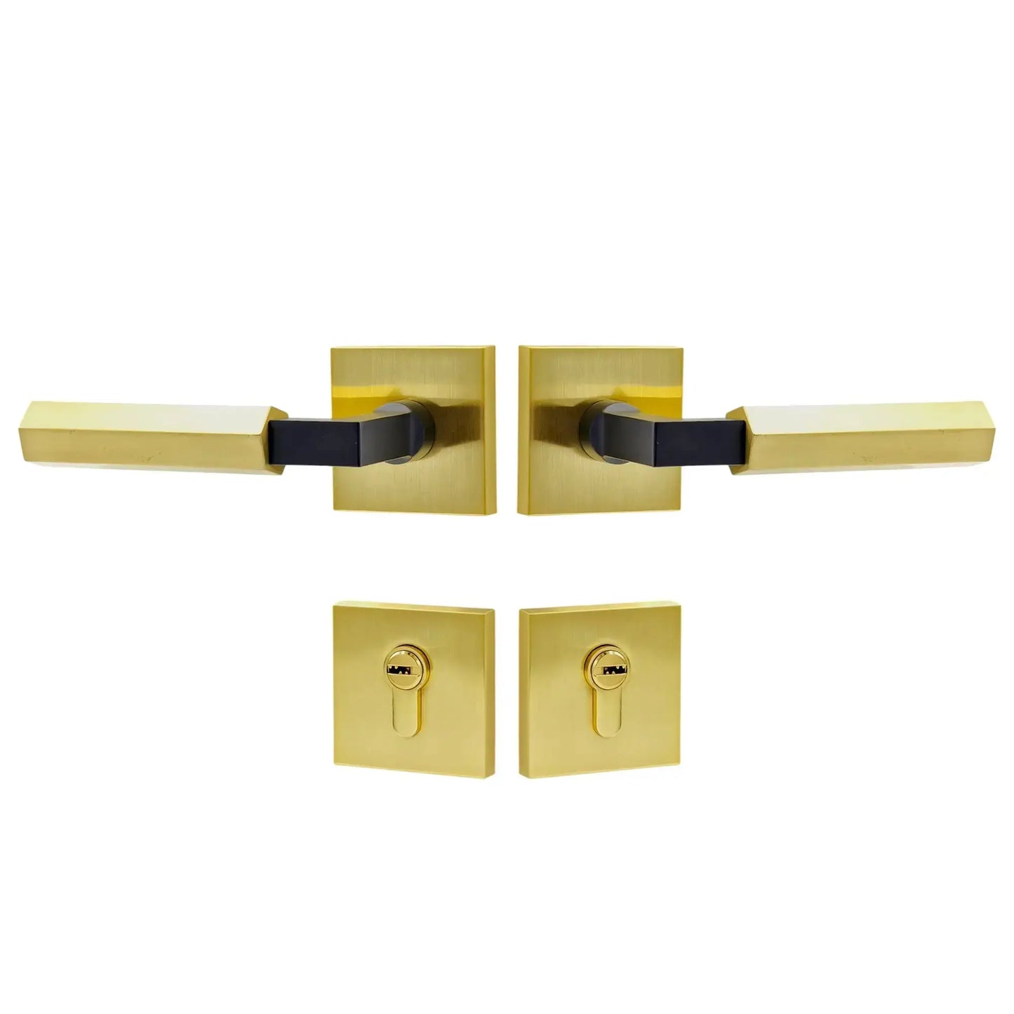 satin brass door handle set