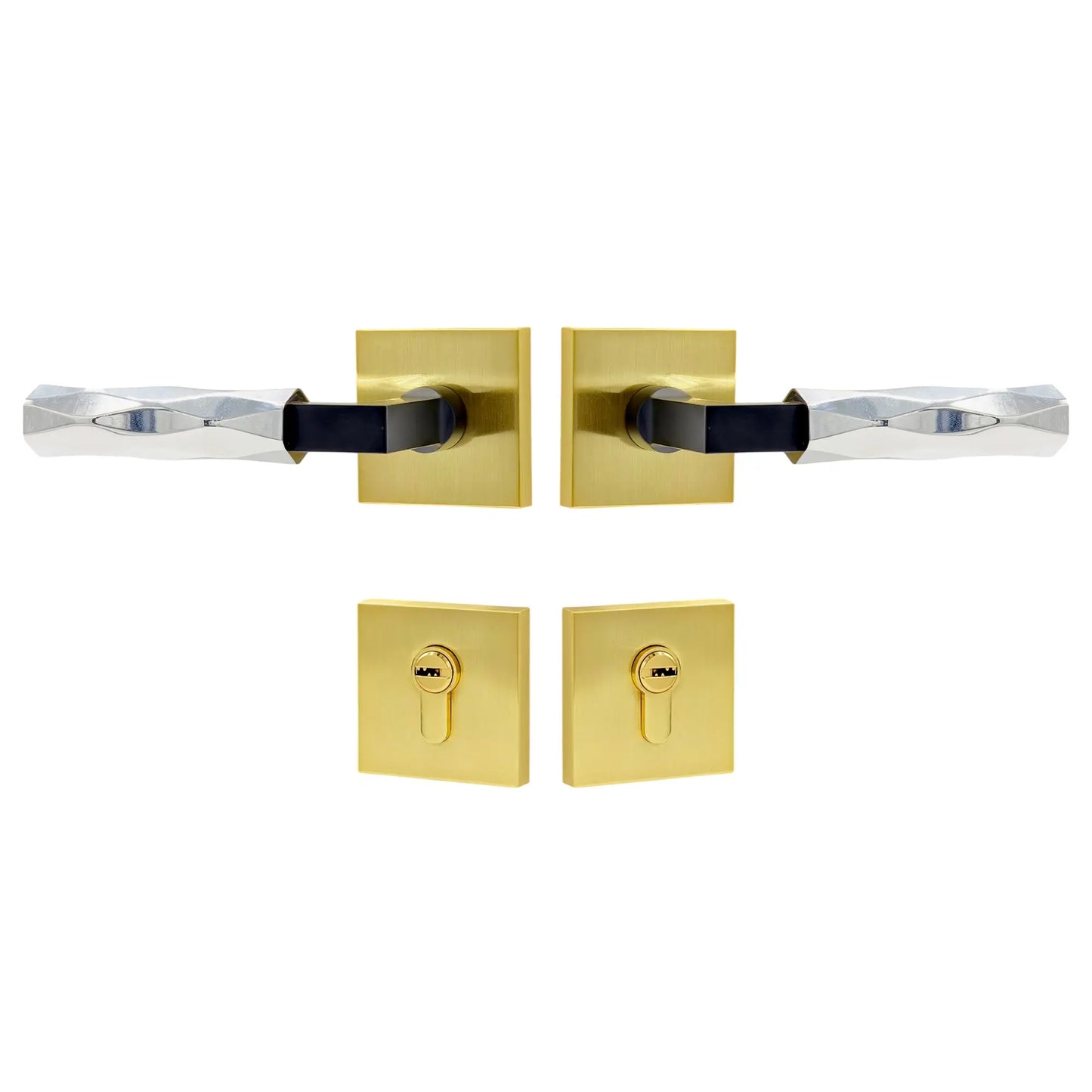 satin nickel interior door handle set