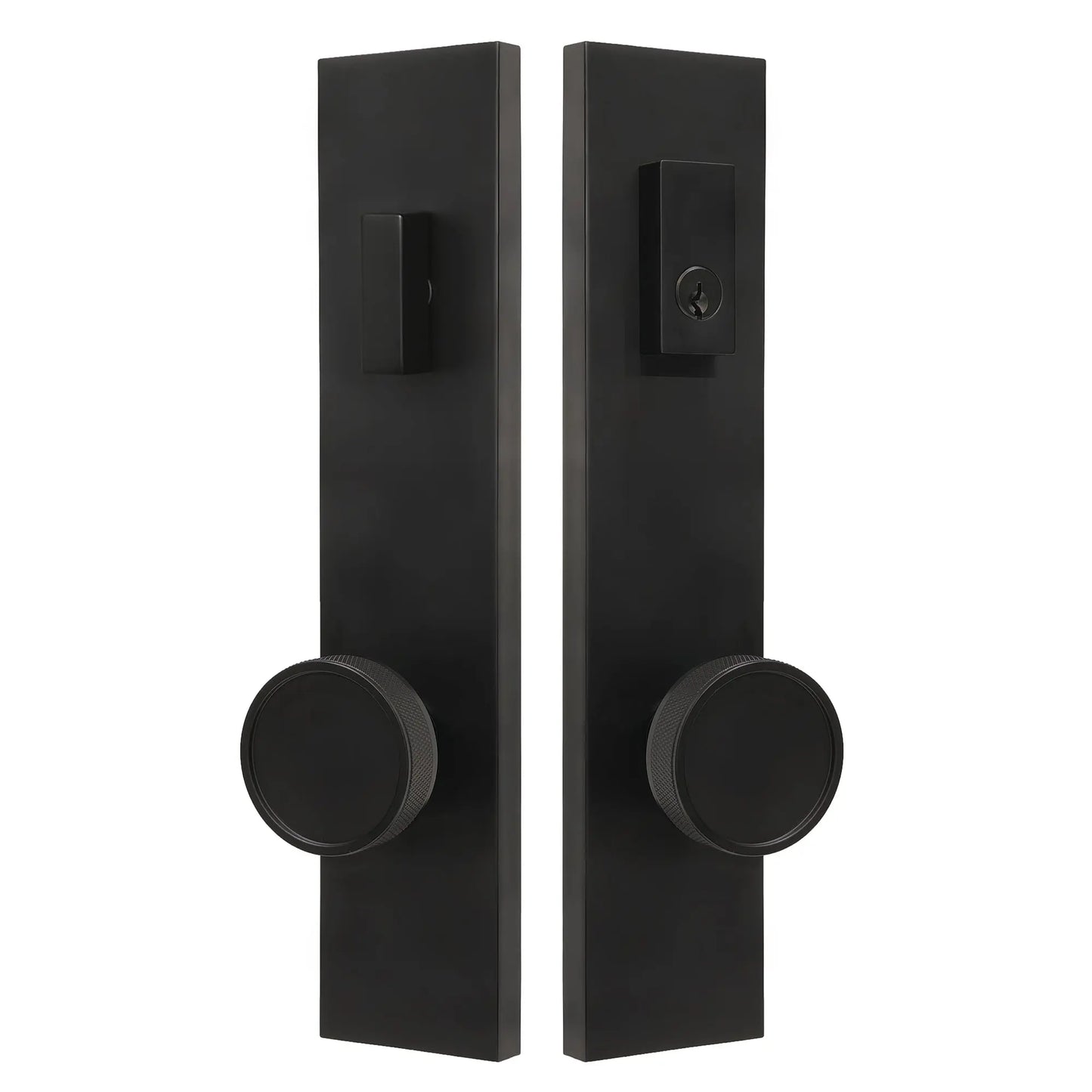 Quadrato Multipoint Lock with Half Knurled Door Knob Brass in Matte Black zhongshan sunshine hardware Co., Ltd