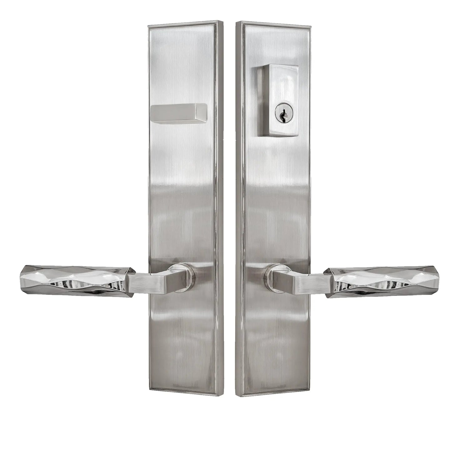 Quadrato Multipoint Lock with Cyclopia Shaped Brass Door Lever in Satin Nickel zhongshan sunshine hardware Co., Ltd