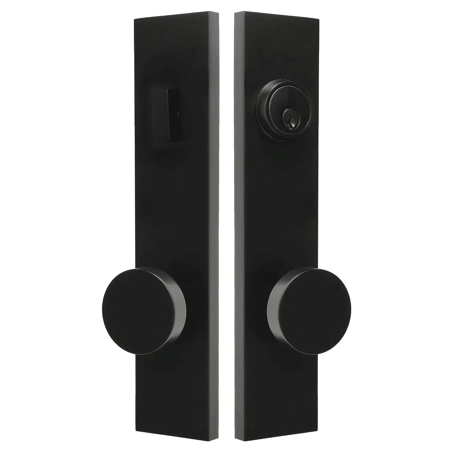 Quadrato Multipoint Lock with Smooth Brass Door Knobs in Matte Black zhongshan sunshine hardware Co., Ltd