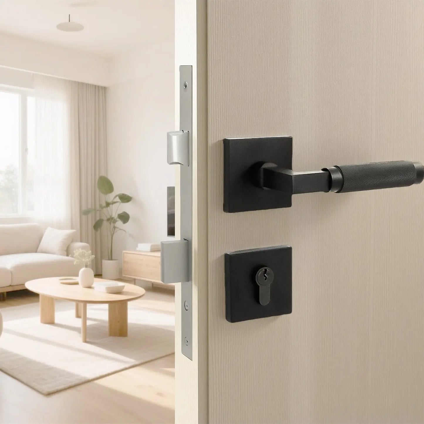 5112 - BL - Rose Door Handle Set install on the doors