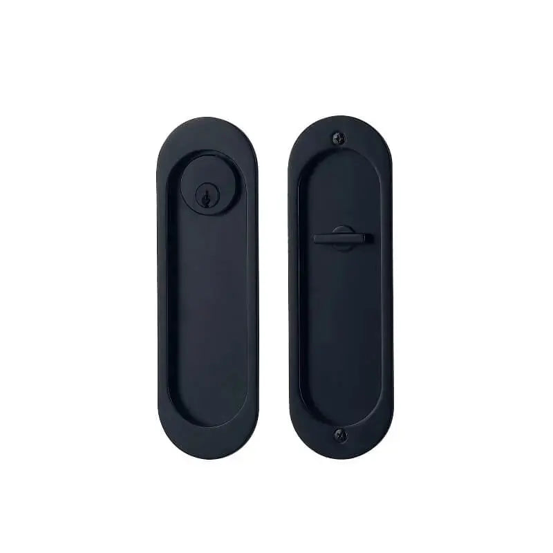 Circular rectangular sliding door lock with Matte Black