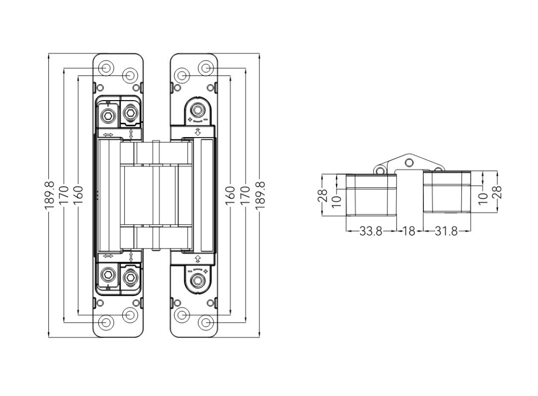 GE100 concealed hinge parameter