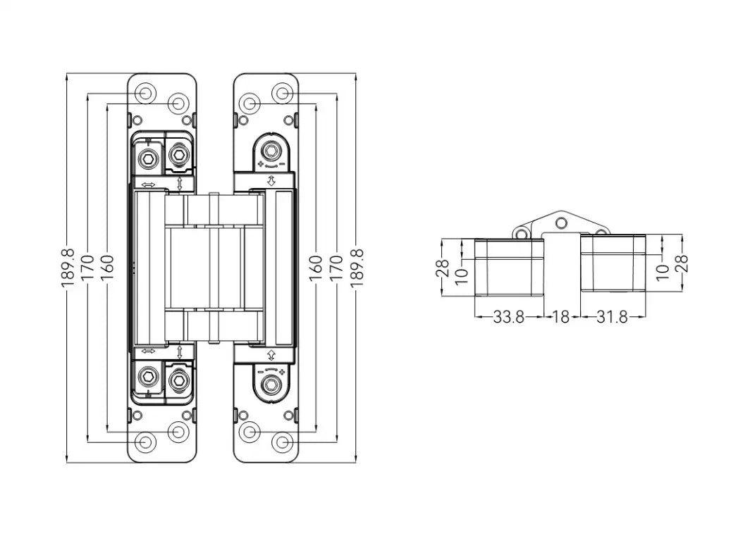GE100 concealed hinge parameter