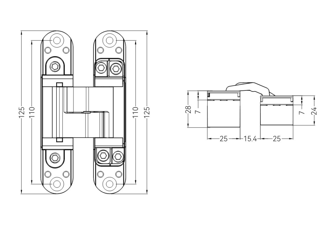 GE50 concealed hinge parameter