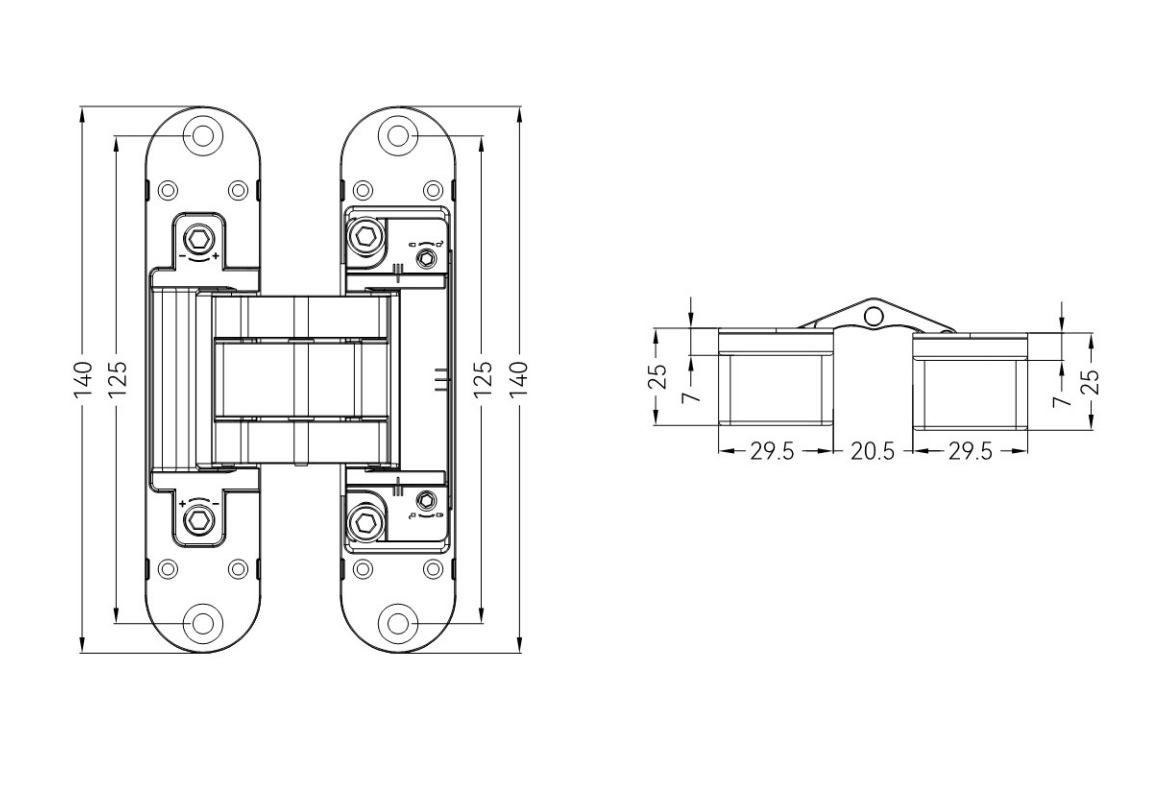 GE60 concealed hinge parameter