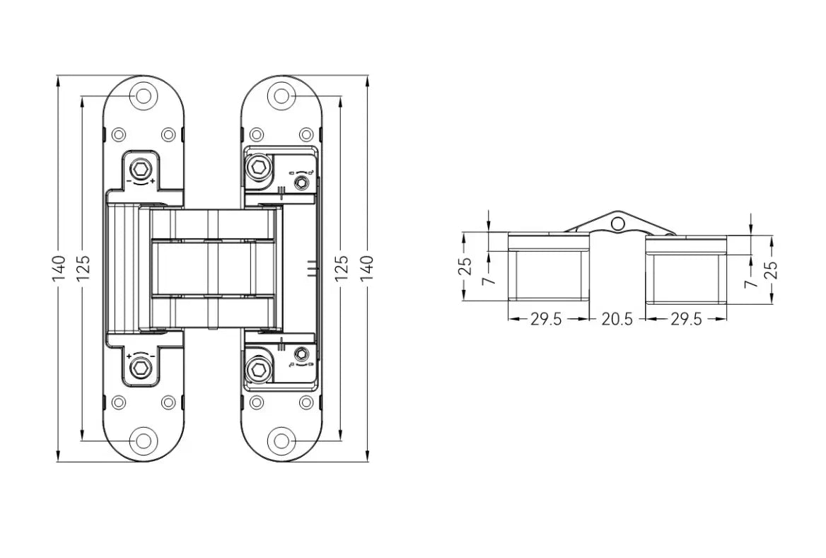 GE60 concealed hinge parameter