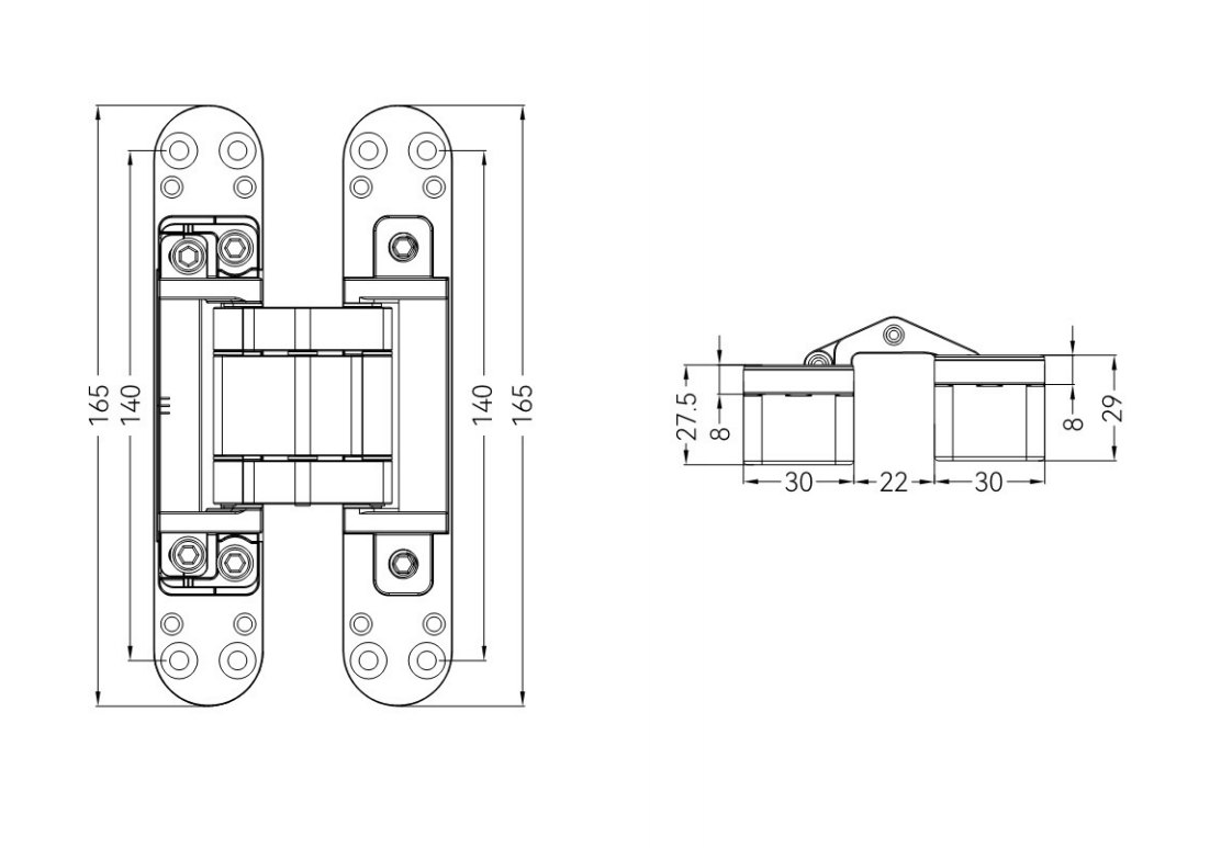 GE80 concealed hinge parameter