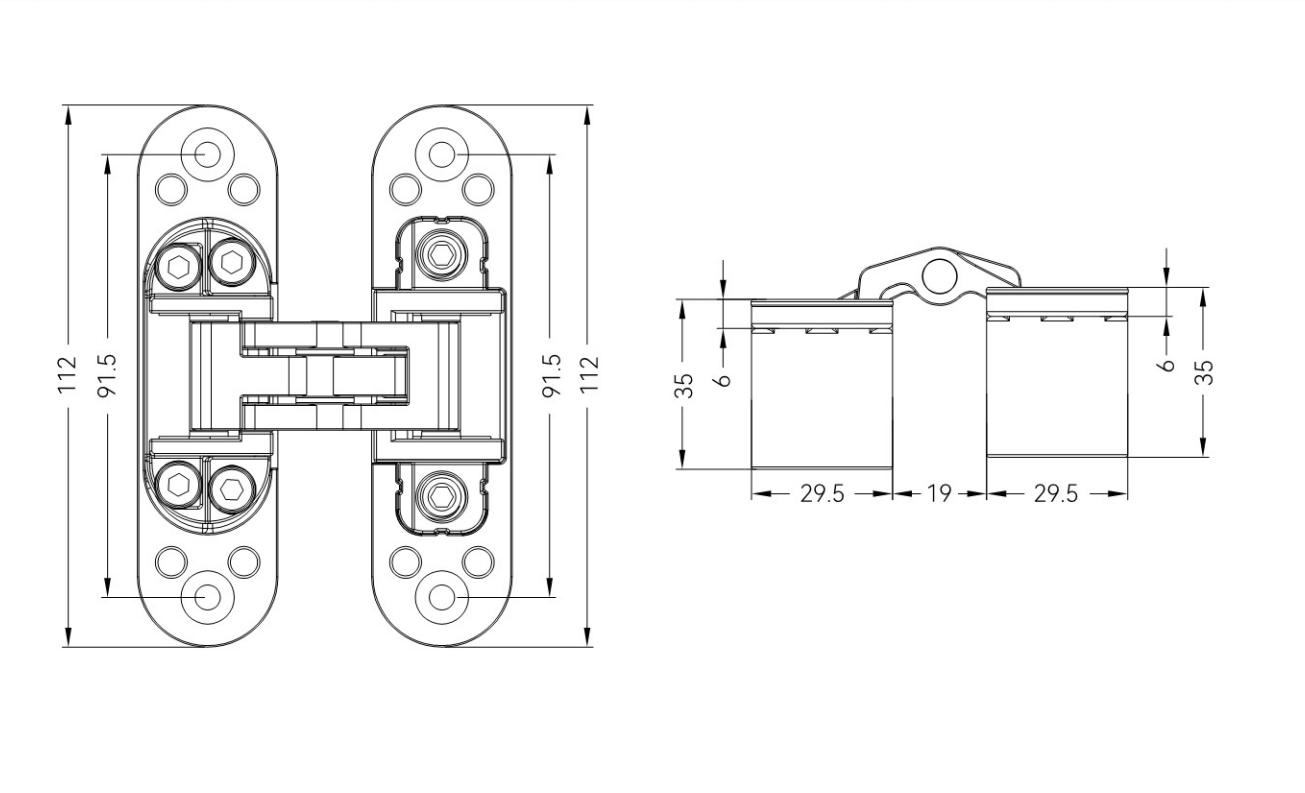 GH110 concealed hinge parameter
