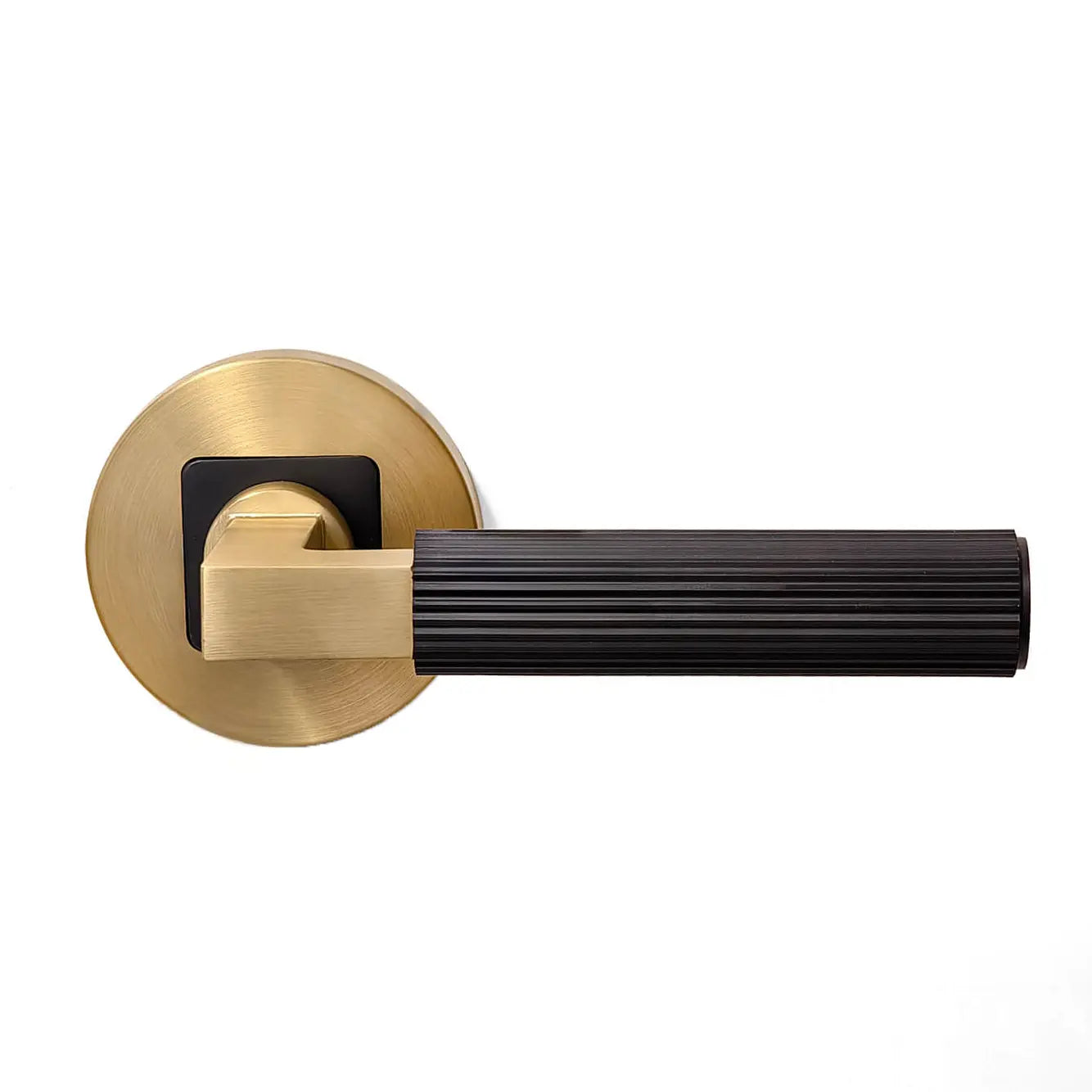 Gold and Black Duplex Round Locking Plate Straight Knurled Design Door Handle Picture