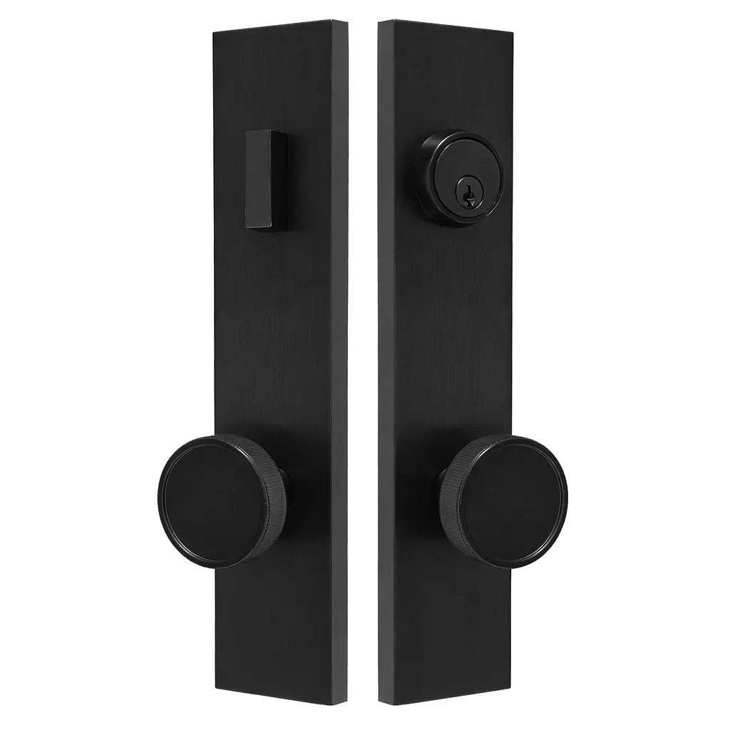 Knurled Brass Knob in Matte Black