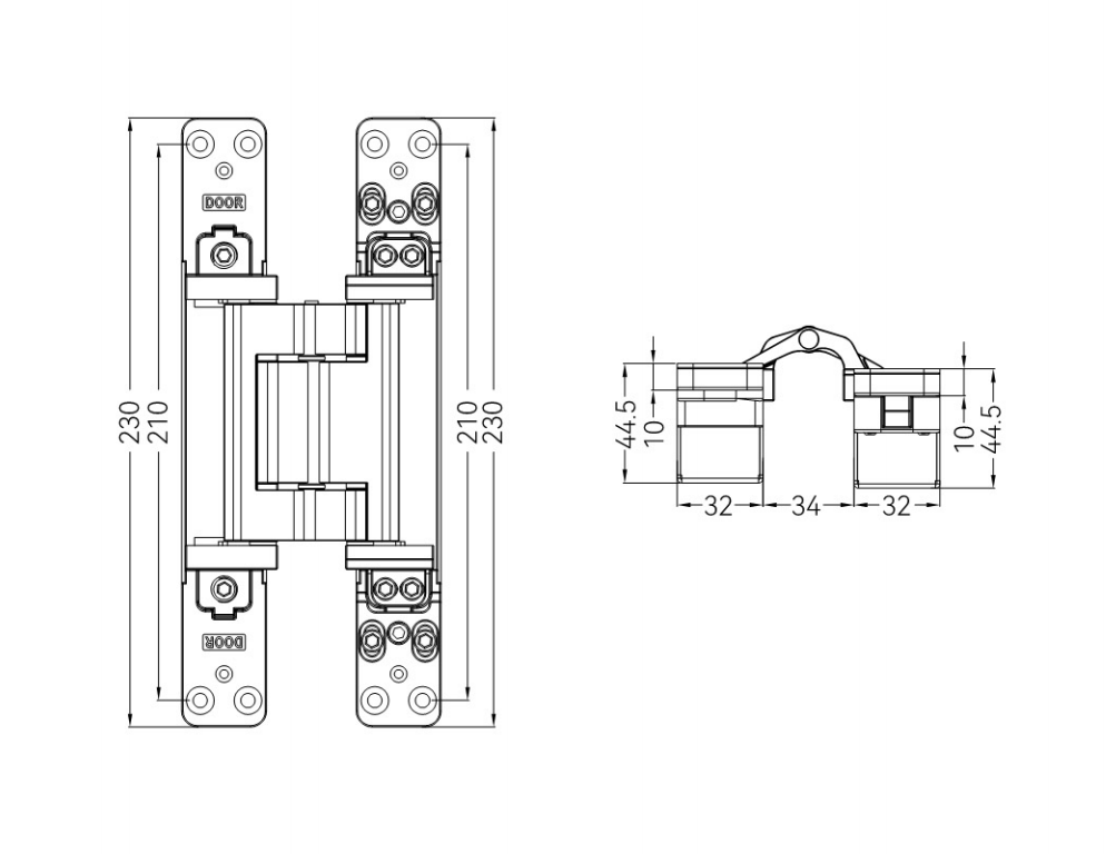 HS200 concealed hinge parameter