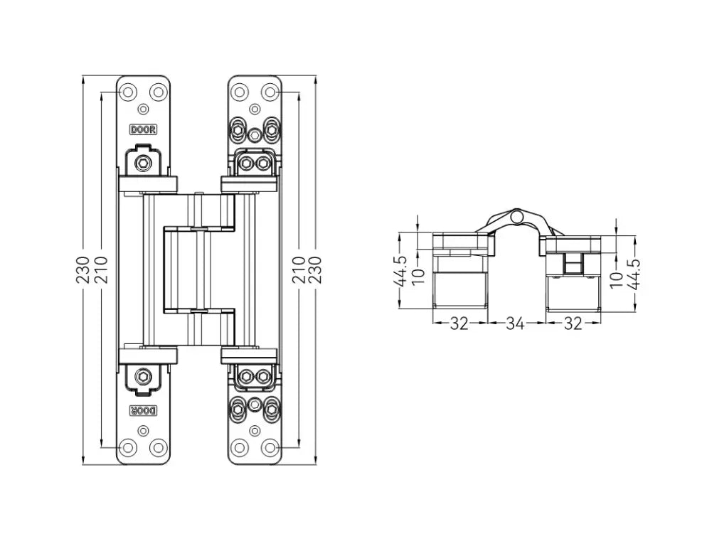 HS200 concealed hinge parameter
