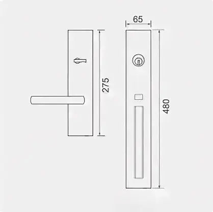 The size of the entrance door handle set