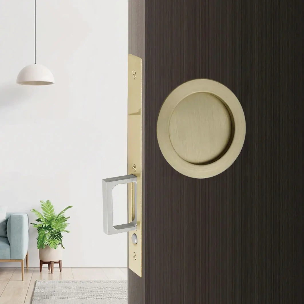Passage pocket door lock installation effect