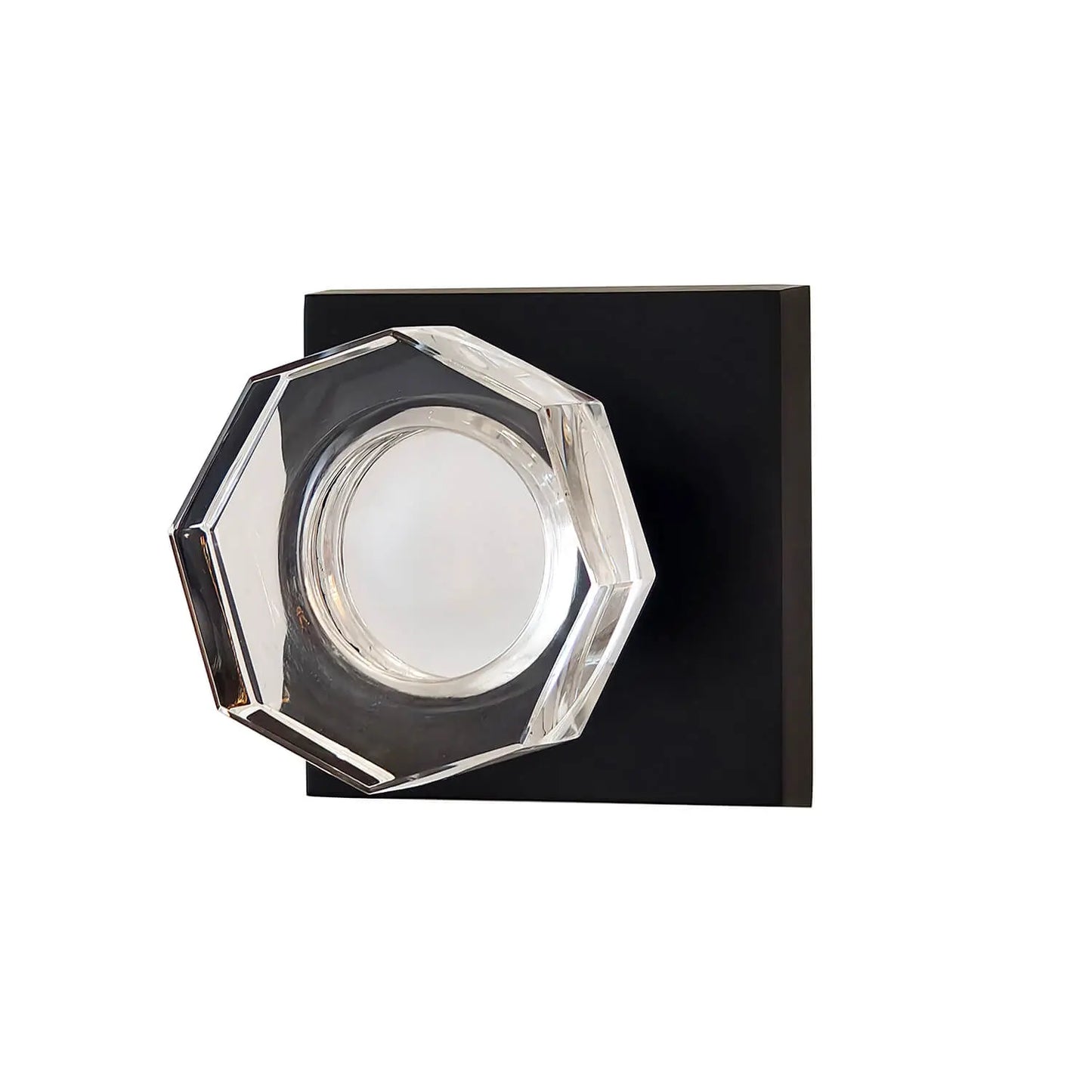 Quadrato Rosette with Octagonal Shape Crystal Knob in Matte Black Picture