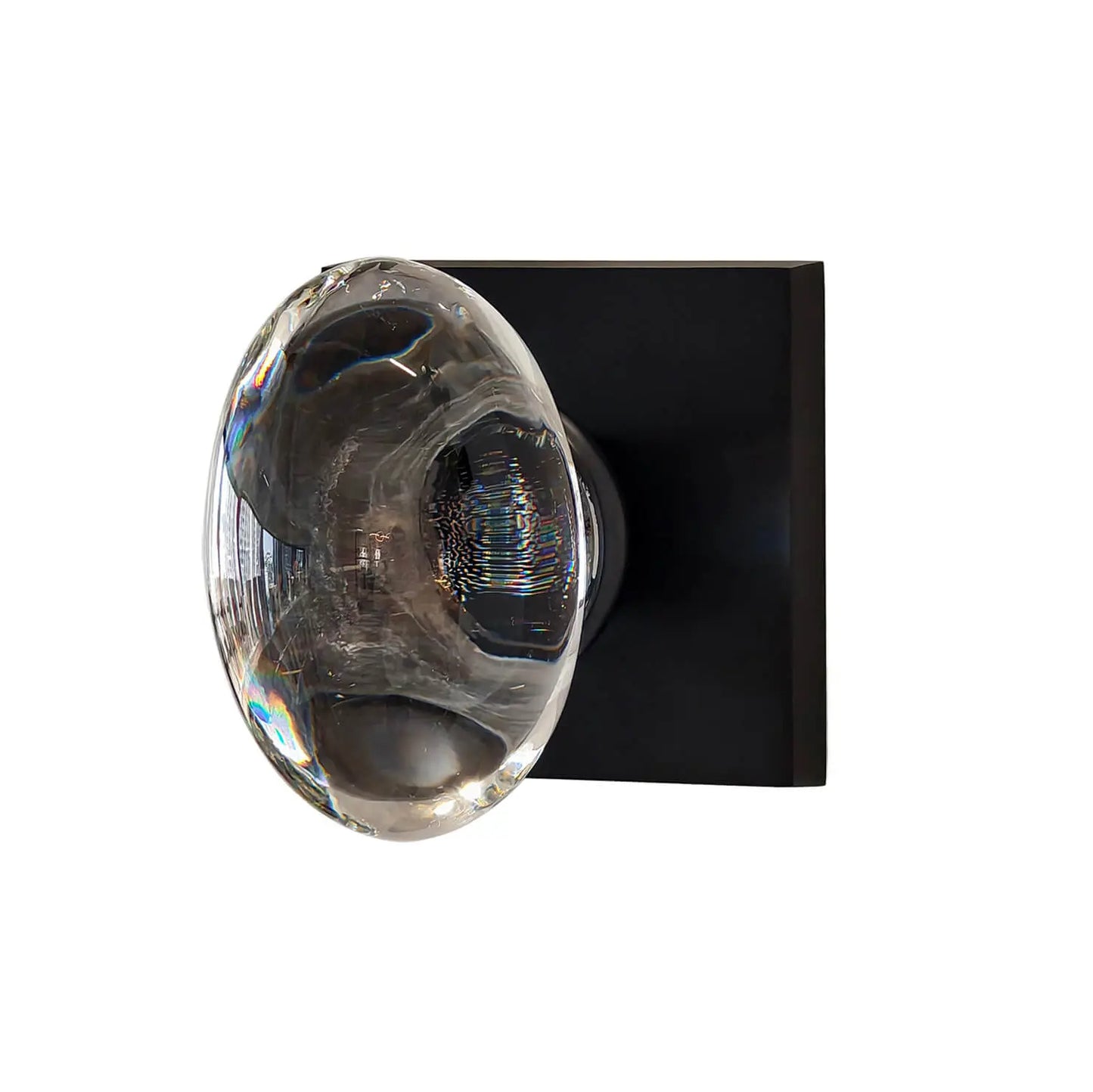 Quadrato Rosette with Transparent Goose Egg Type Crystal Knob in Matte Black Picture