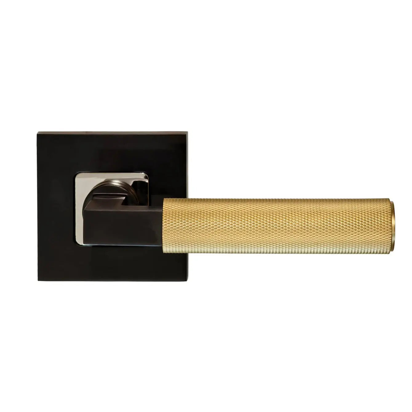 Quadrato Two-tone Rosette with Full-knurled Door Lever Handle Picture