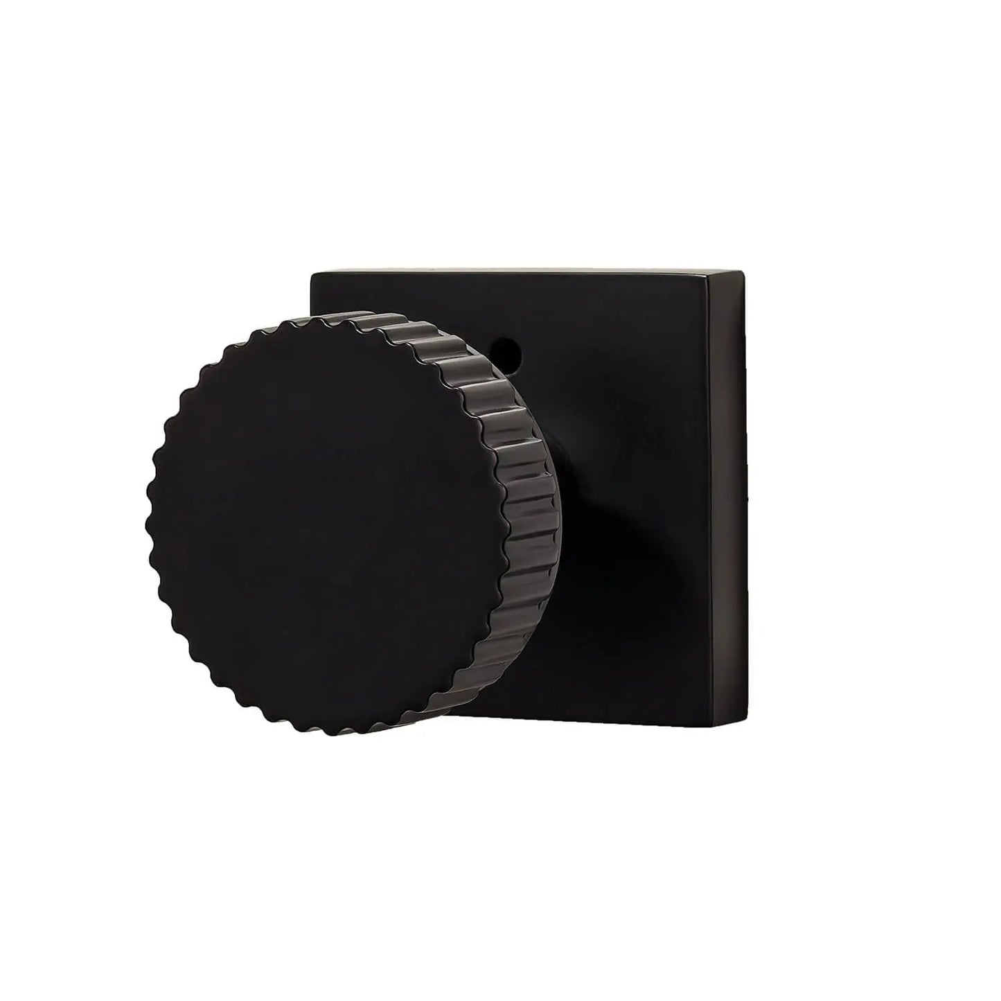 Quadrato Rosette with Round Straight Knurled Knob in Matte Black Picture