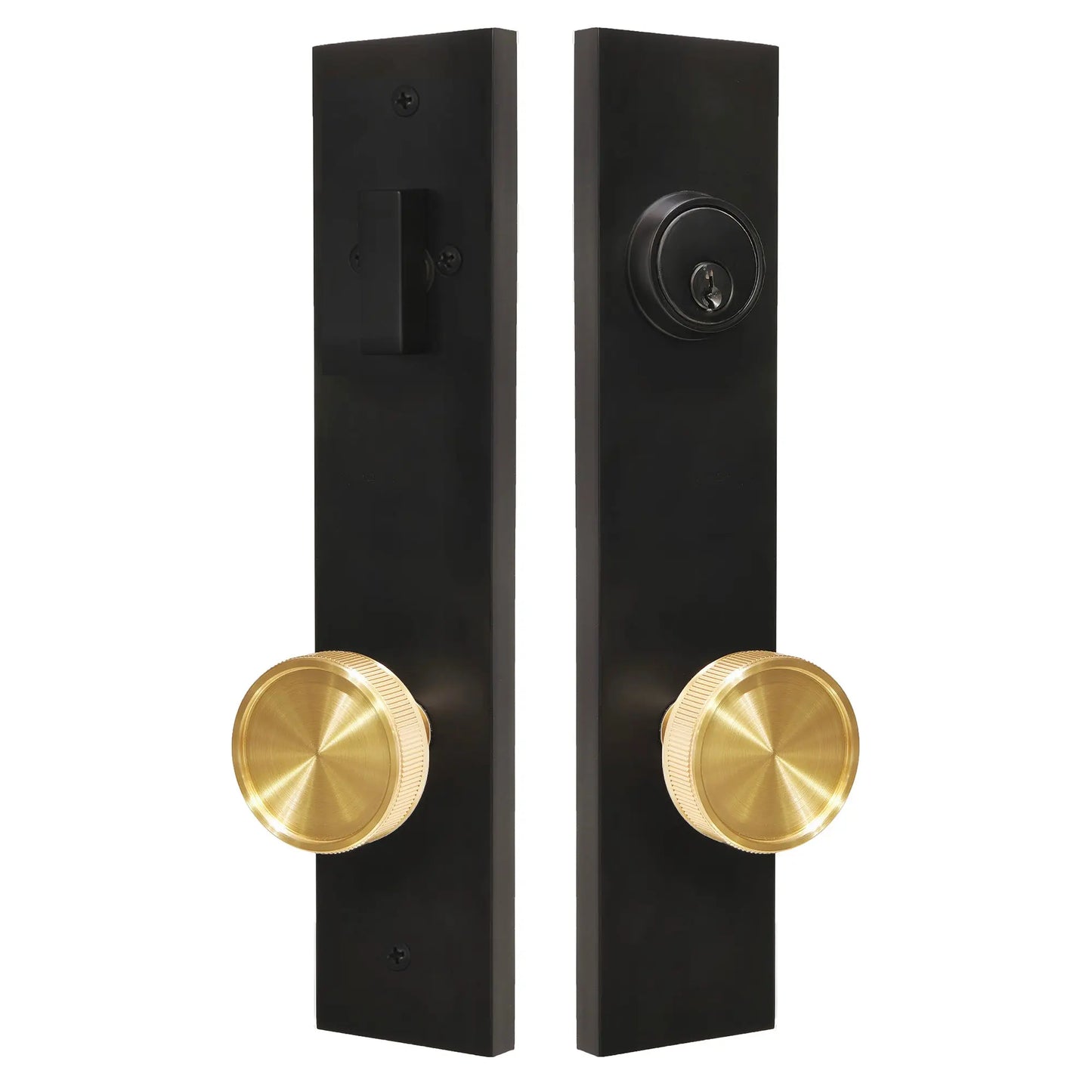 Quadrato Multipoint Lock with Straight Knurled Black Door Knob zhongshan sunshine hardware Co., Ltd