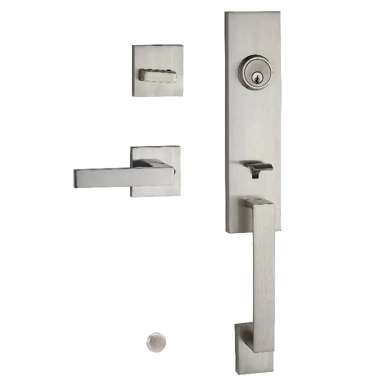 The main components of the silver heavy-duty entrance door lock