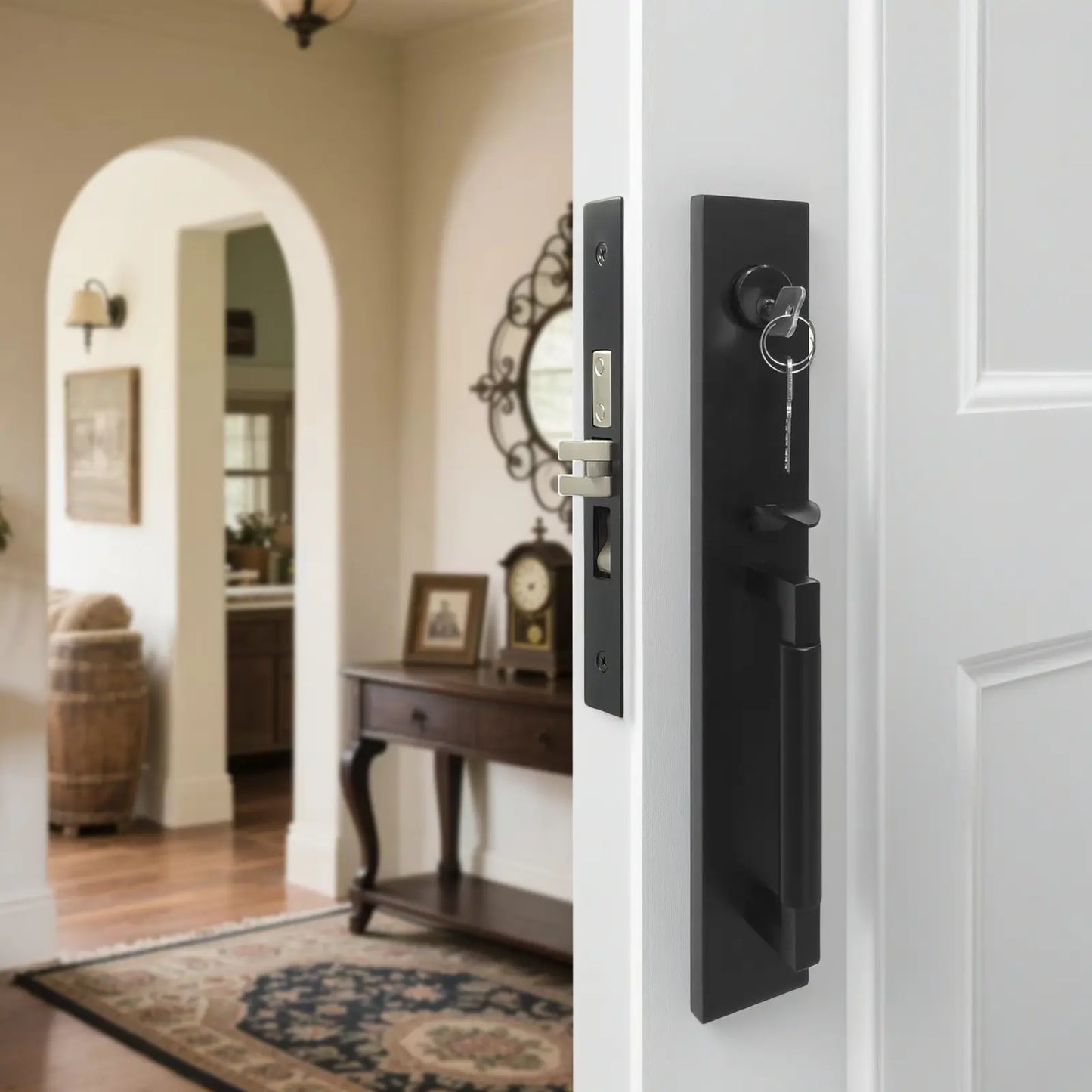 Smooth handle entry door handleset install on the doors