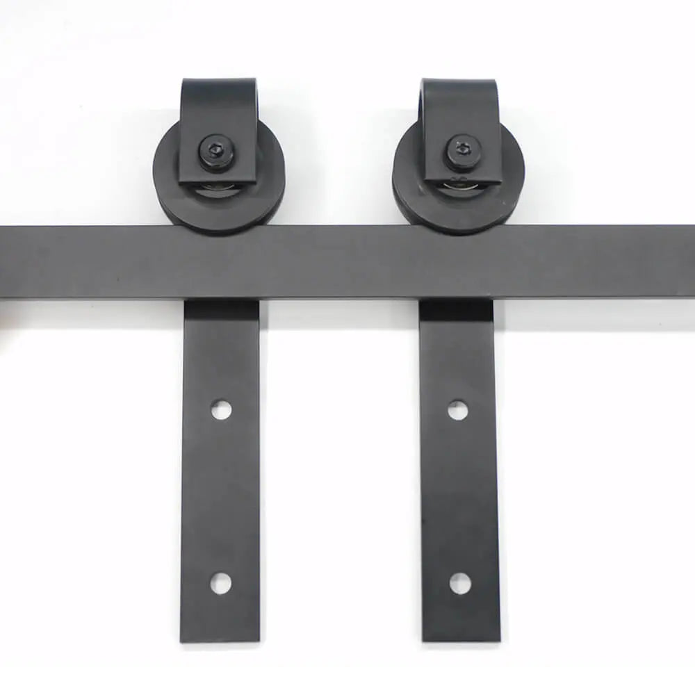 The two installation arms of the barn door hardware sleeve have been assembled picture