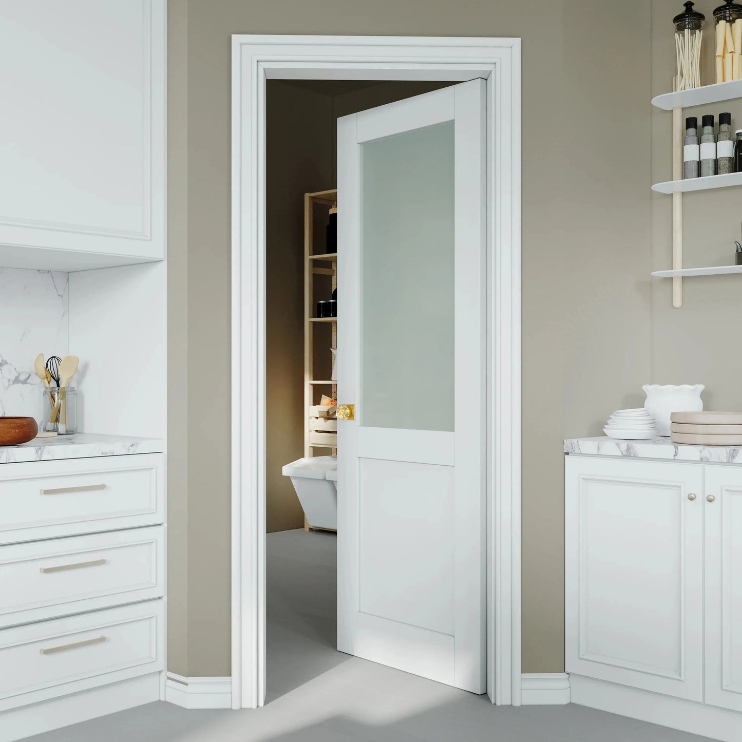 Quadrato Rosette with Octagonal Cut Crystal Door Knob in Satin Brass zhongshan sunshine hardware Co., Ltd