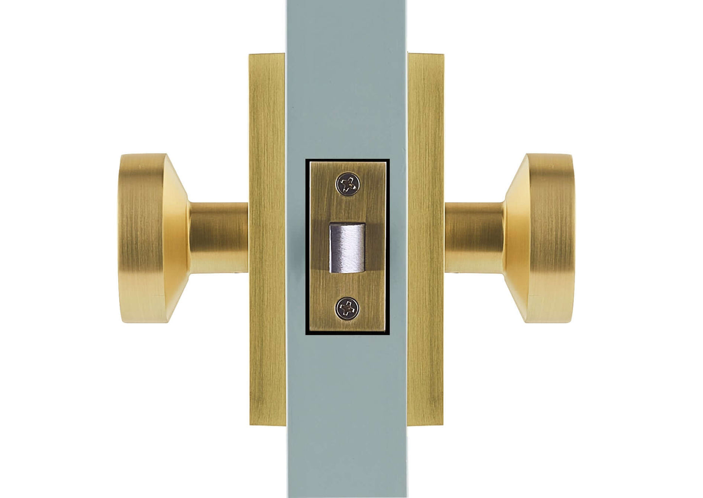 Oblong Rosette with Round Smooth Knob in Satin Brass