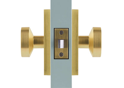 Oblong Rosette with Round Smooth Knob in Satin Brass