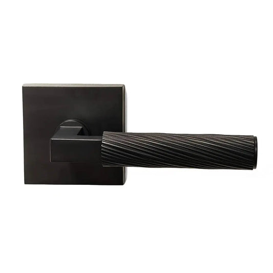 black half knurled door handle