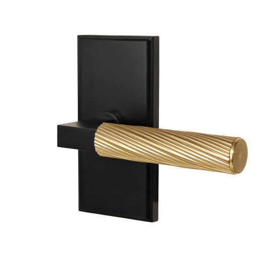 Oblong Rosette with Oblique Knurled Design Door Handle in Matte Black zhongshan sunshine hardware Co., Ltd
