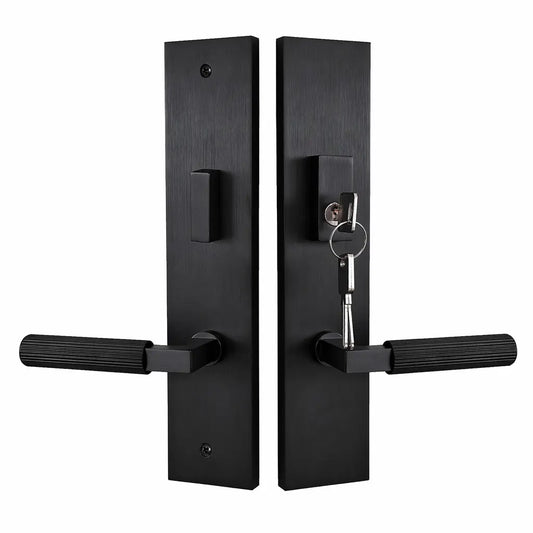 Quadrato Multipoint Lock with Straight Knurled Lever in Matte Black zhongshan sunshine hardware Co., Ltd