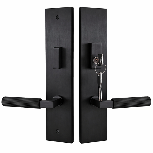 Quadrato Multipoint Lock with Straight Knurled Lever in Matte Black