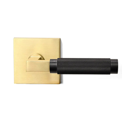 Quadrato Rosette with Half-knurled Brass Door Handles zhongshan sunshine hardware Co., Ltd