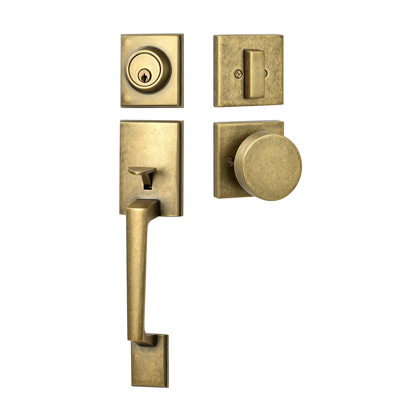Westminster Separate Handleset with C Grip and Circolo Rosette with Contempo Knob Lever in Vintage Bronze