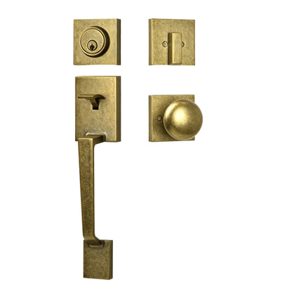 Westminster Separate Handleset with C Grip and Circolo Rosette with Contempo Knob Lever in Vintage Bronze