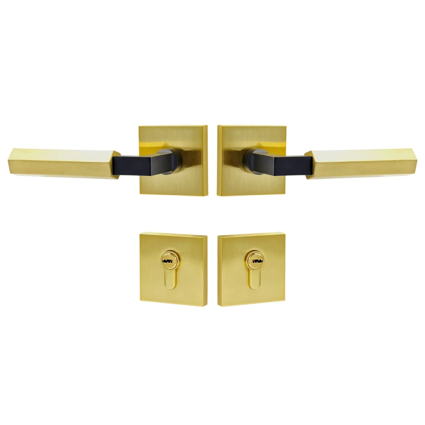 satin brass door handle set