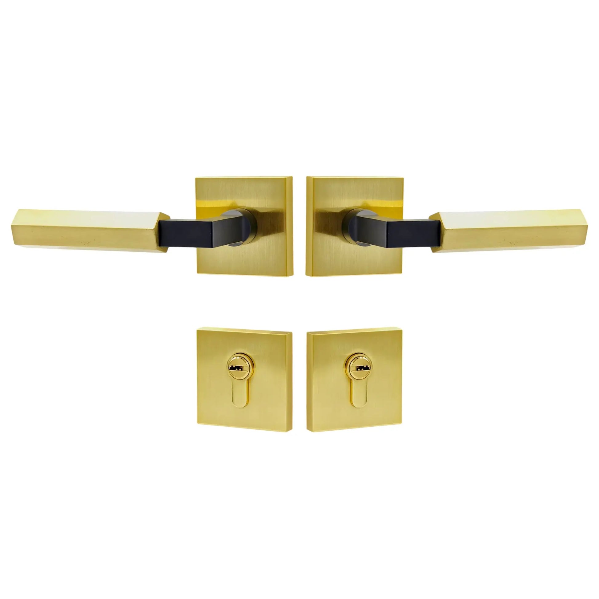 satin brass door handle set