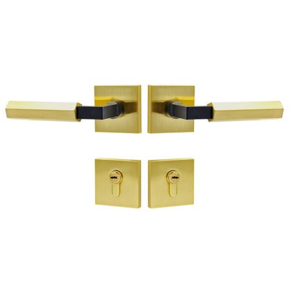 satin brass door handle set