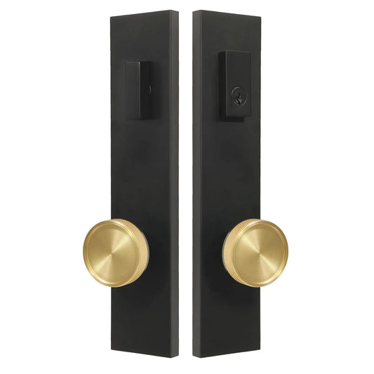 Quadrato Multipoint Lock with Half Knurled Knob in Matte Black zhongshan sunshine hardware Co., Ltd