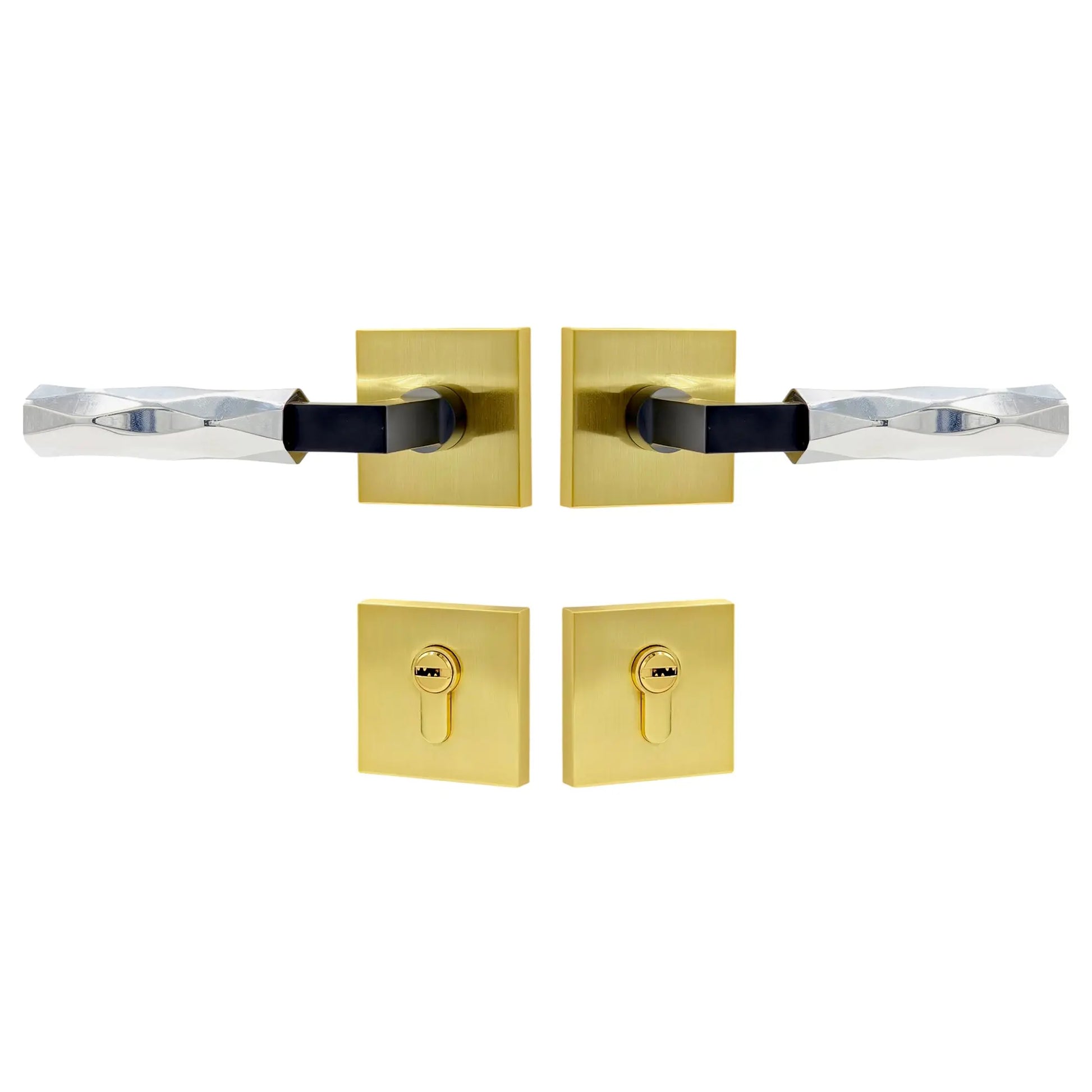 satin nickel interior door handle set