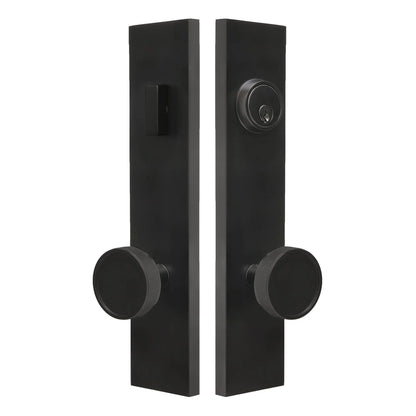 Quadrato Multipoint Lock with Half Knurled Brass Door Knob in Matte Black zhongshan sunshine hardware Co., Ltd
